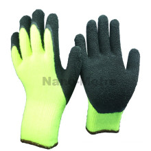 NMSAFETY 7gauge nappy liner caoted foam latex hiviz yellow gloves winter glove